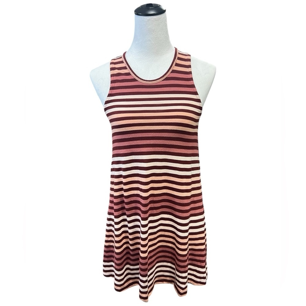 Madewell Striped Sleeveless Knee Length Casual Dress in Pink Tones (M)